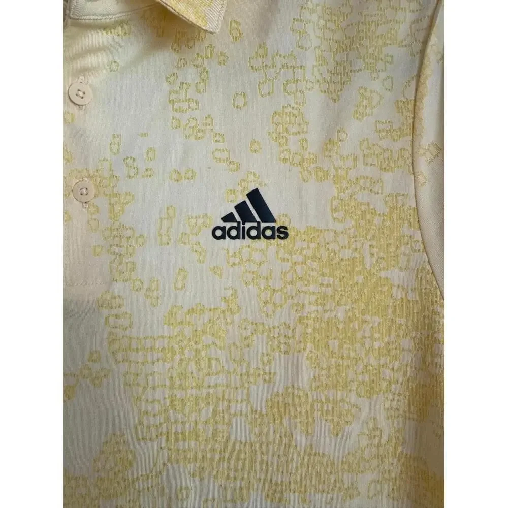 NWT Adidas Athletic Prisma Sport Golf Polo Shirt Yellow Size Small